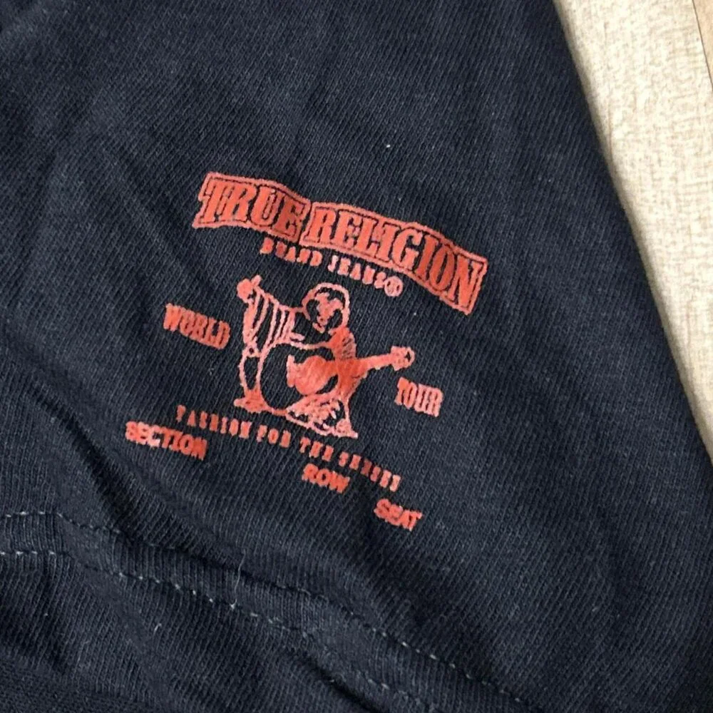 True Religion Men's T-Shirt Crew Neck Short Sleeves Black with Red Logo XL NEW